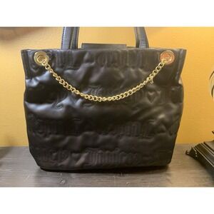 JUICY COUTURE QUILTED BLACK JUICY Y2K PUFF TOTE SHOULDER BAG PURSE